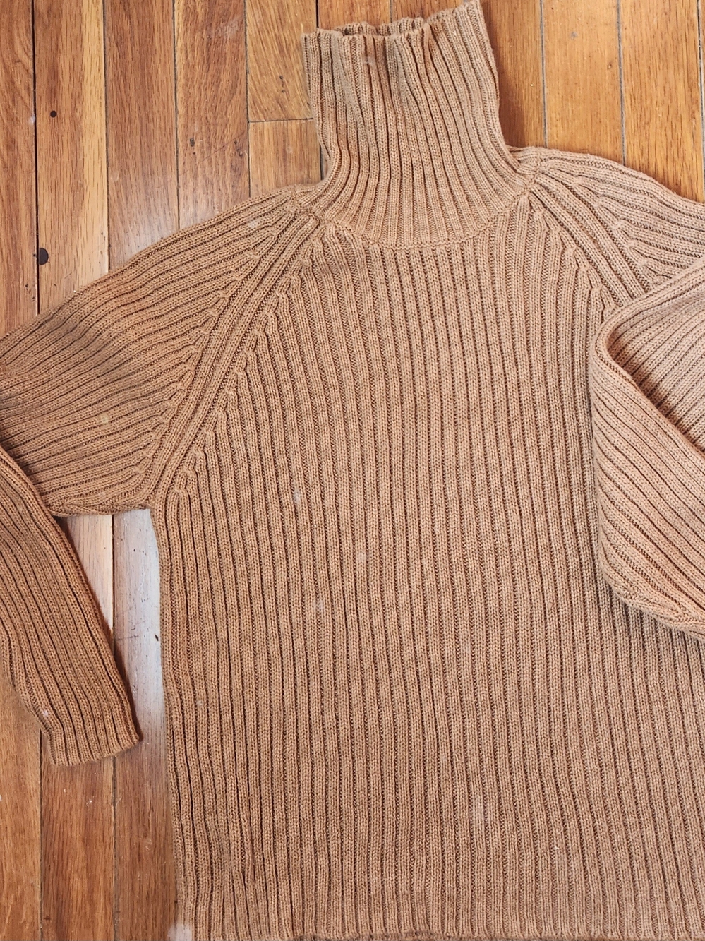 Susan Graver Unisex  Ribbed Turtleneck Sweater - Tan Size M